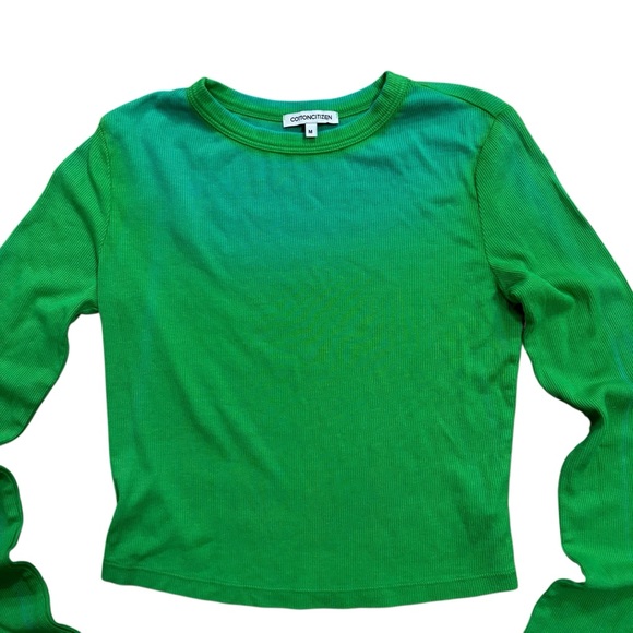 Cotton Citizen Verona Ribbed Crop Top Long Sleeve Knit Green Ombre Size Medium - Picture 4 of 8
